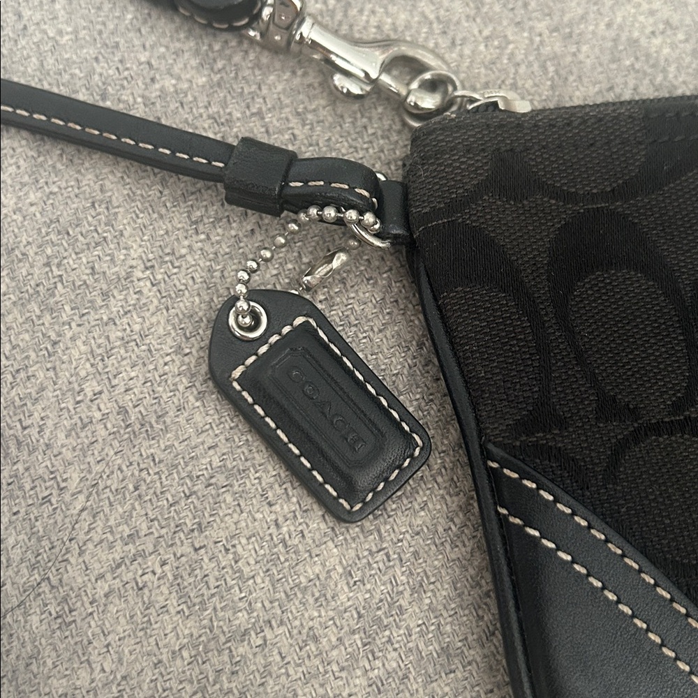 Coach Black Wristlet with Patterned Design - Picture 3 of 4